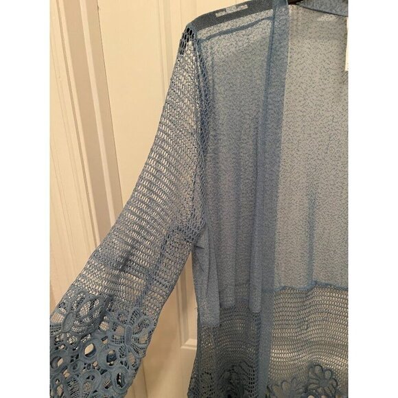 Forgotten Grace Lace Cardigan OPEN WOMEN'S 2X Blue - Picture 4 of 12